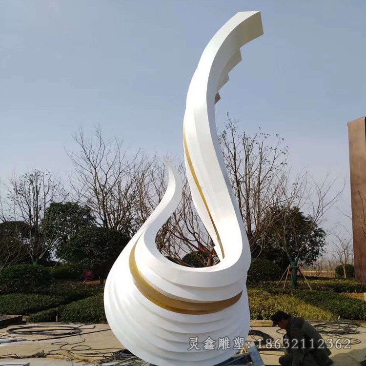 不锈钢白色凤凰广场雕塑