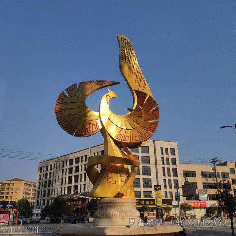 金色凤凰广场不锈钢雕塑