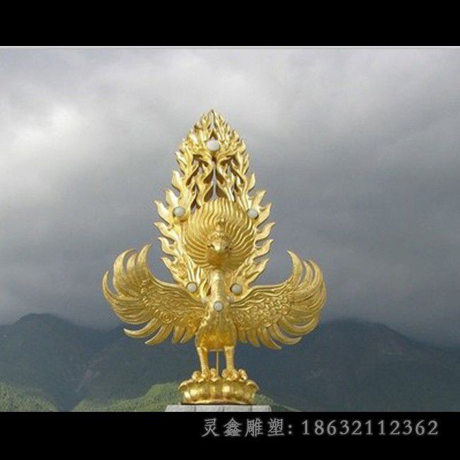 金色凤凰街边不锈钢雕塑