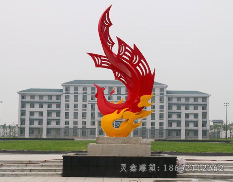 红色凤凰别墅不锈钢雕塑
