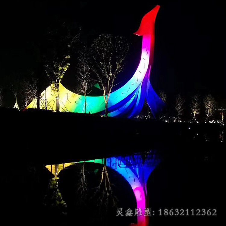 彩绘凤凰户外不锈钢雕塑