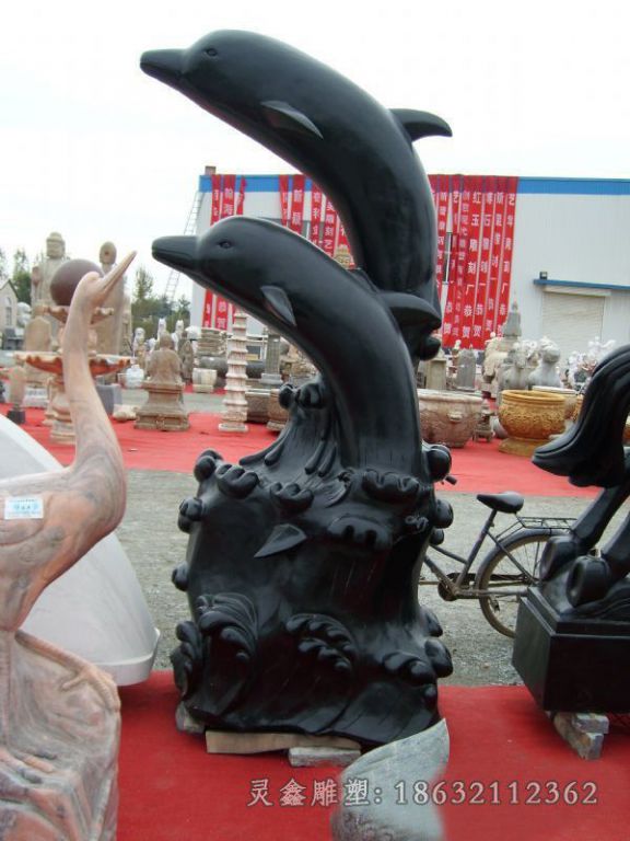 动物海豚小区景观铜雕