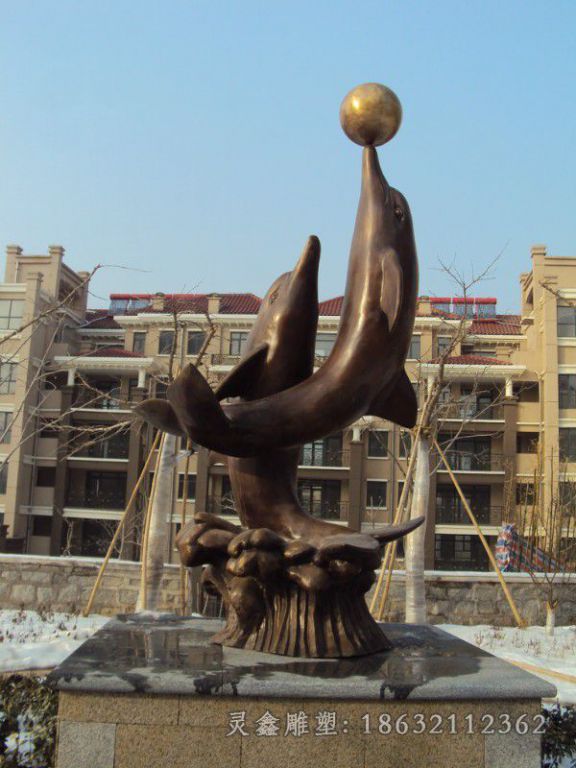 动物海豚景区景观铜雕