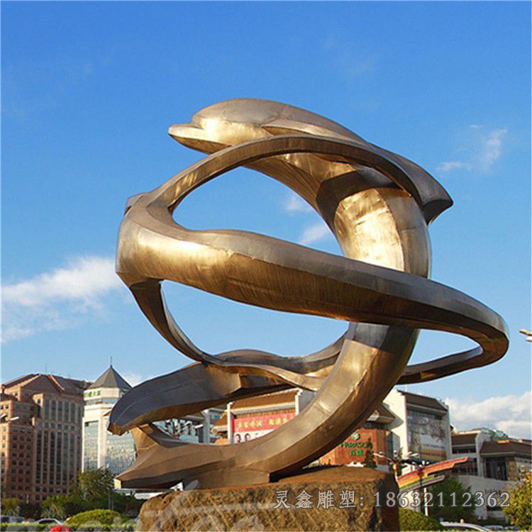 动物海豚商场景观铜雕