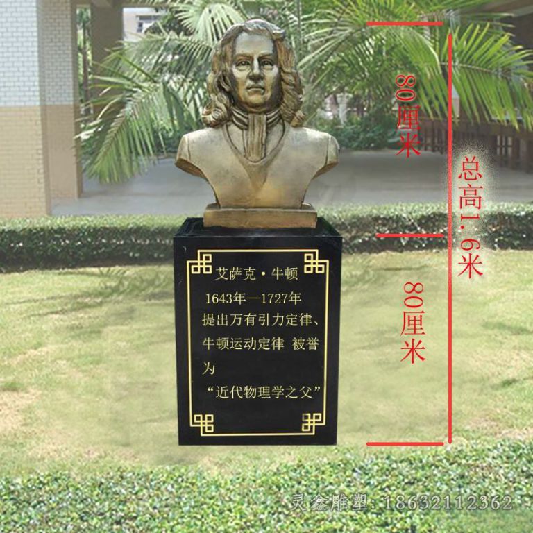 近代物理学家之父牛顿胸像铜雕