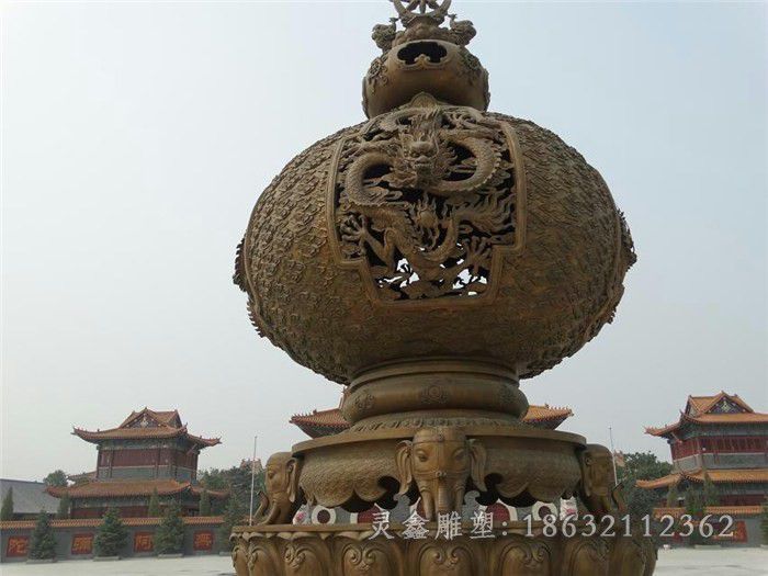 龙浮雕香炉寺庙铜雕