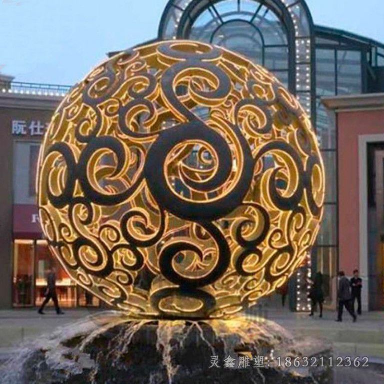 发光镂空球城市不锈钢雕塑