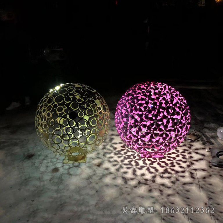 发光镂空球广场不锈钢雕塑