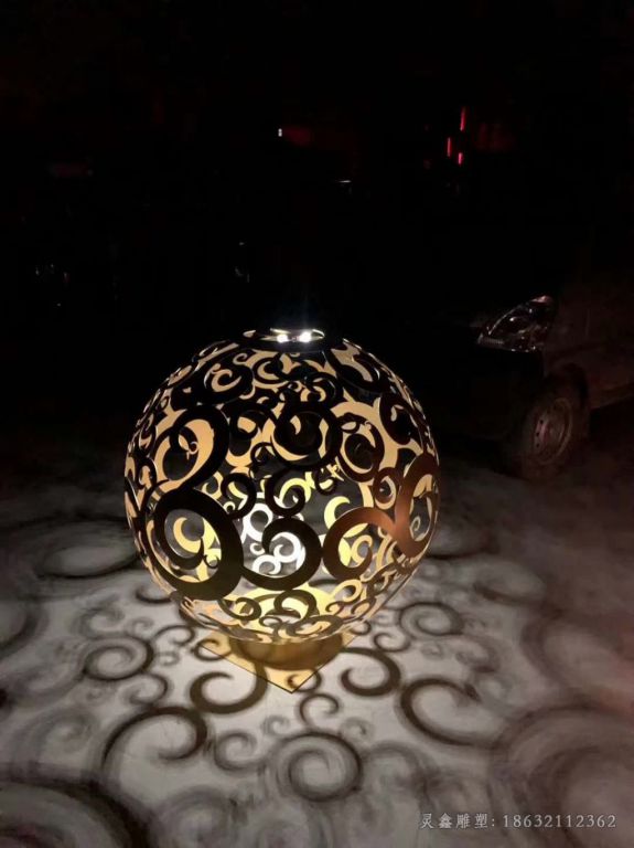 发光镂空球园林不锈钢雕塑