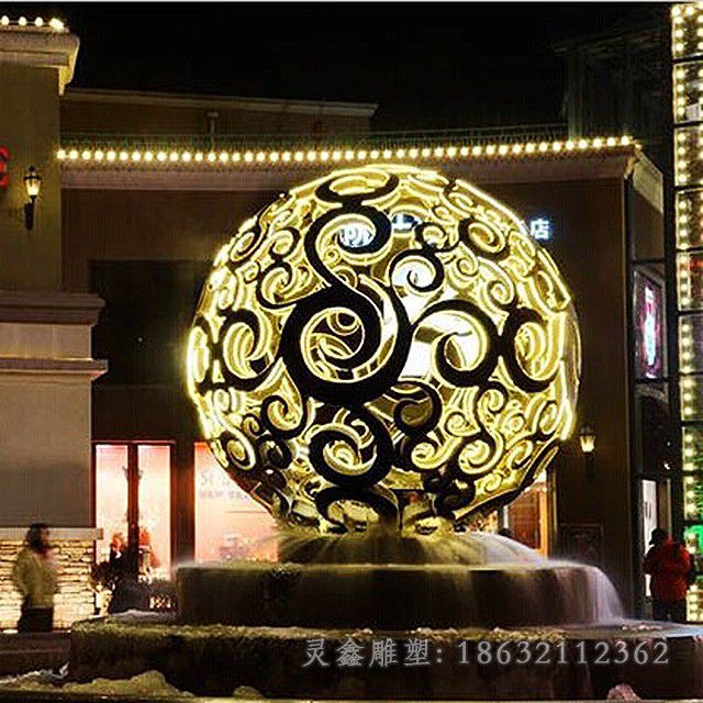 发光镂空球街边不锈钢雕塑