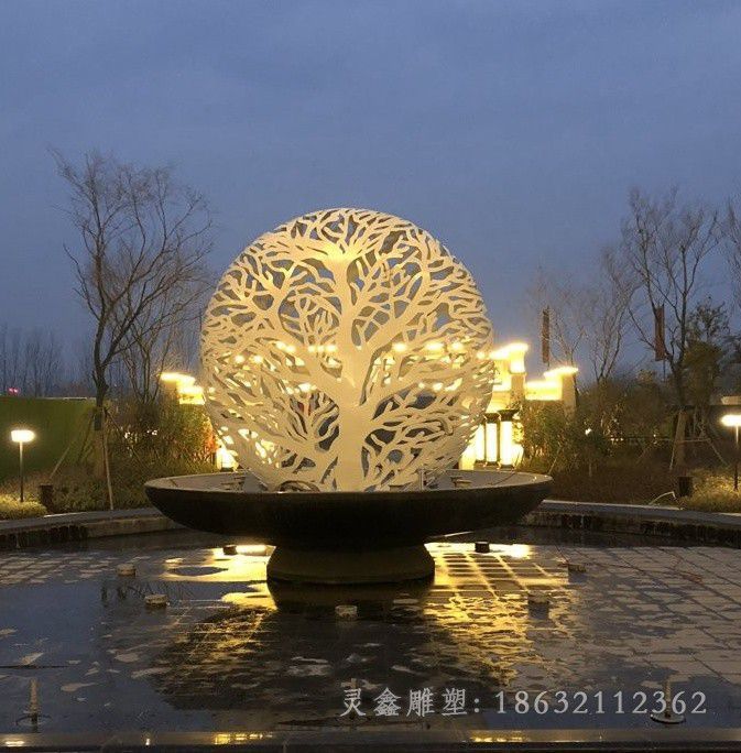 发光镂空球商场不锈钢雕塑