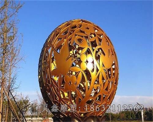 金色镂空球公园不锈钢雕塑