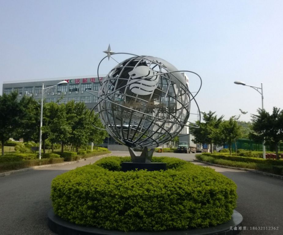 几何地球仪广场不锈钢雕塑