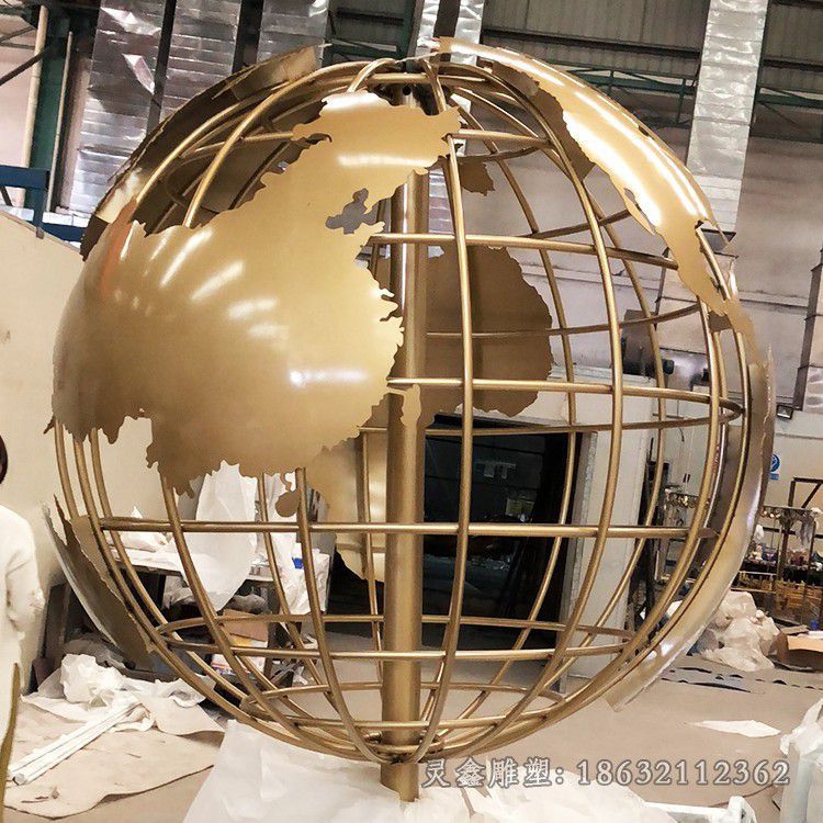 几何地球仪商场不锈钢雕塑