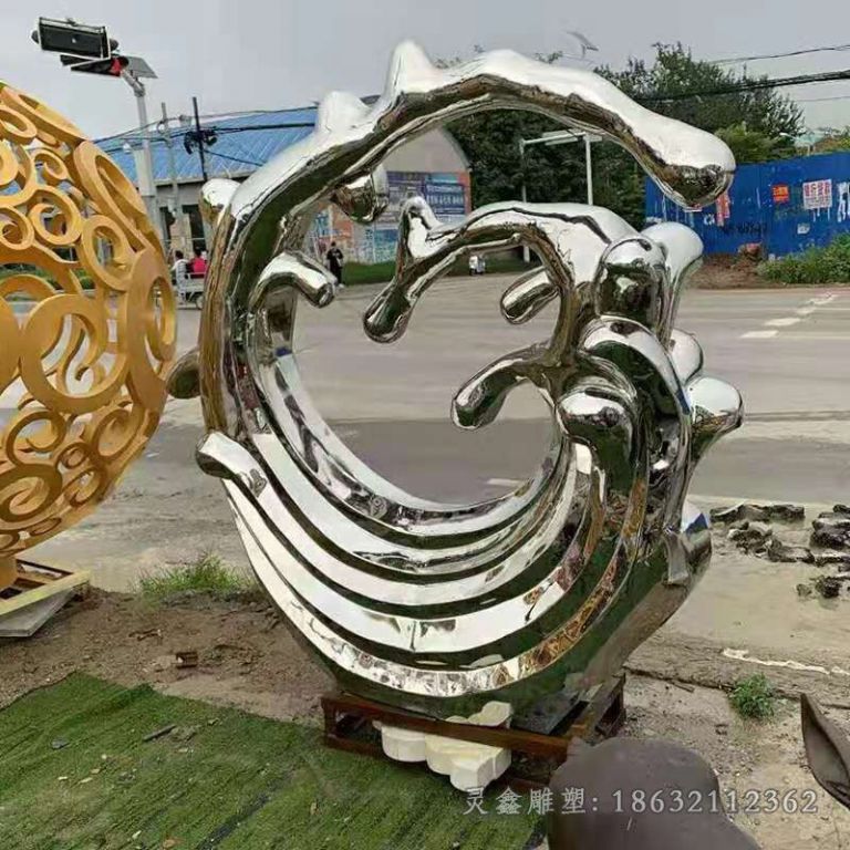 不锈钢镜面海浪公园雕塑