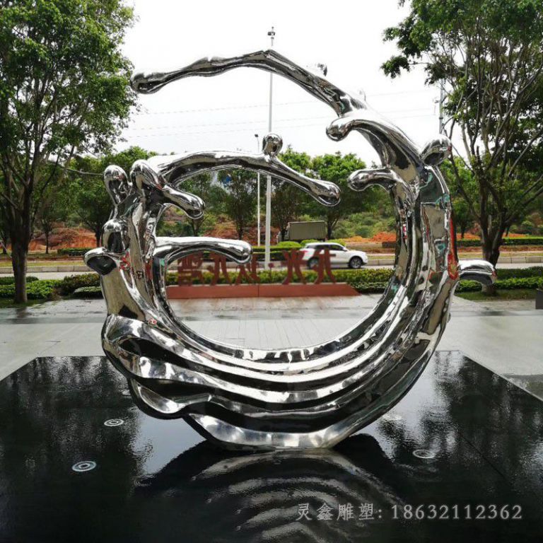 镜面海浪商场不锈钢雕塑