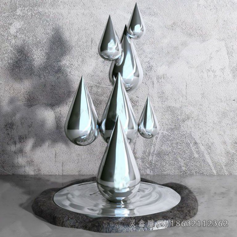 镜面水滴园林不锈钢雕塑