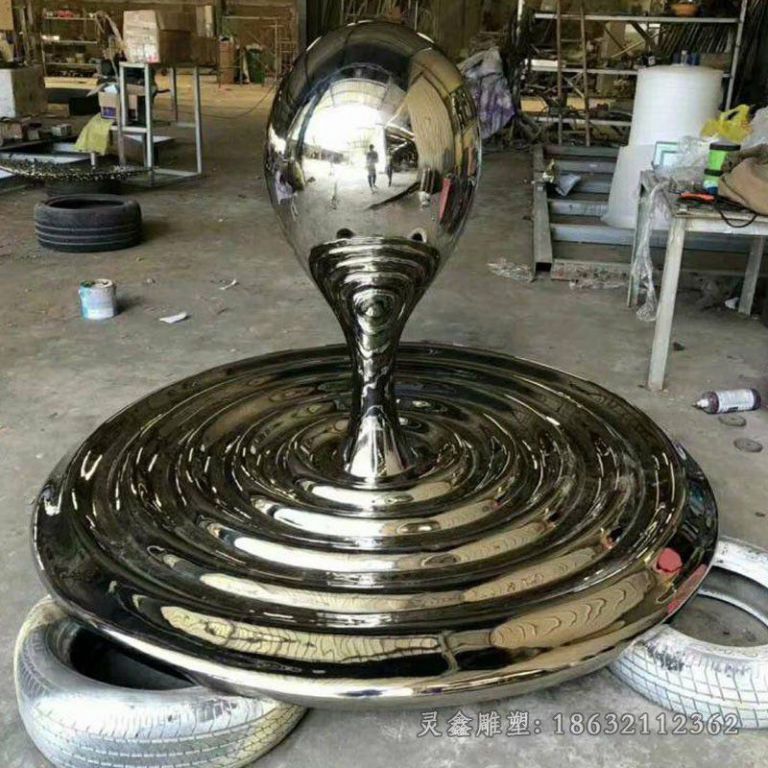 镜面水滴小区不锈钢雕塑