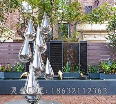 镜面水滴街边不锈钢雕塑