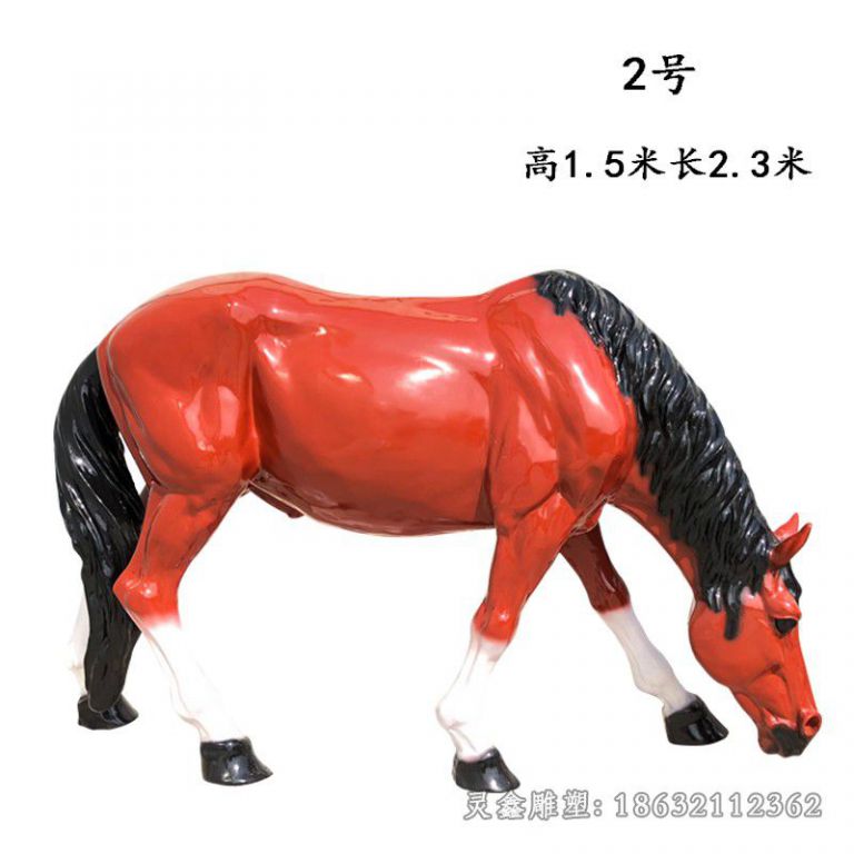 红铜色马街边景观铜雕