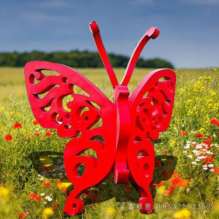 不锈钢红色蝴蝶广场雕塑