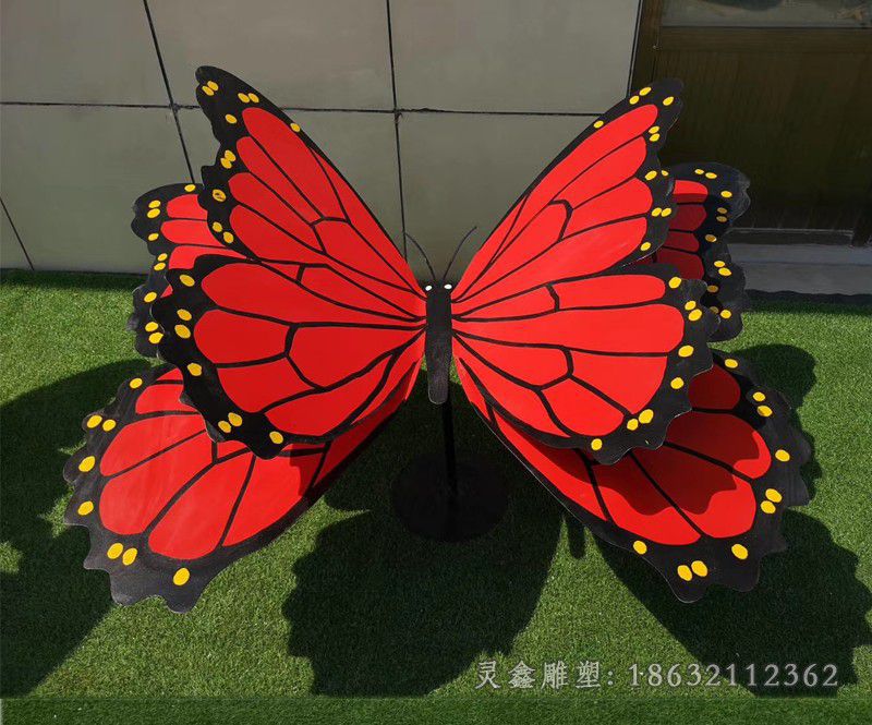 不锈钢红色蝴蝶小区雕塑
