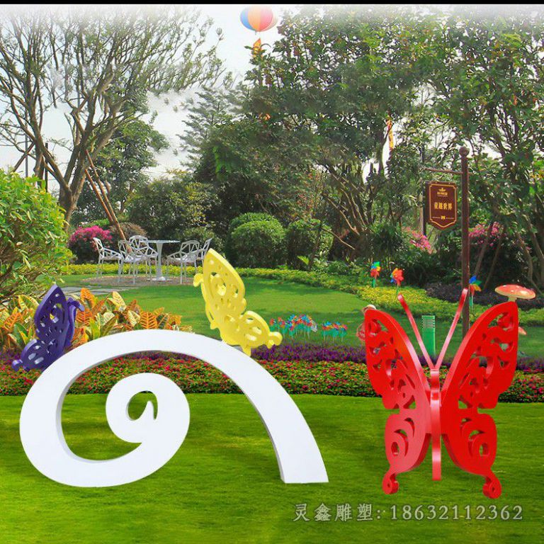 不锈钢红色蝴蝶景区雕塑