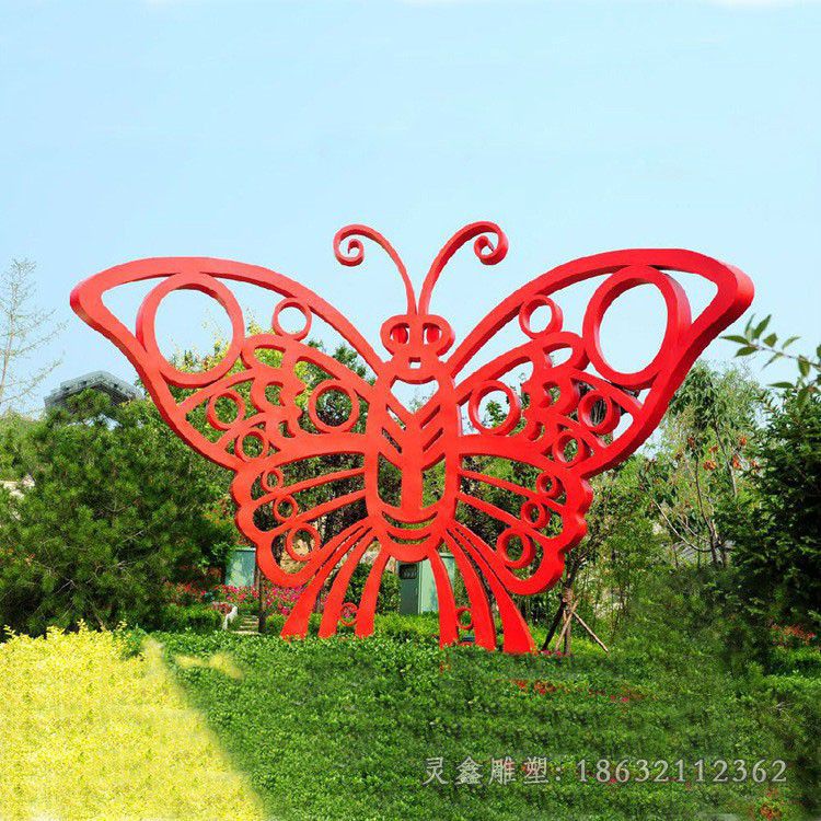 不锈钢红色蝴蝶商场雕塑