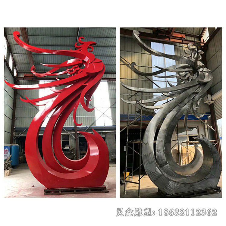 抽象凤凰公园不锈钢雕塑