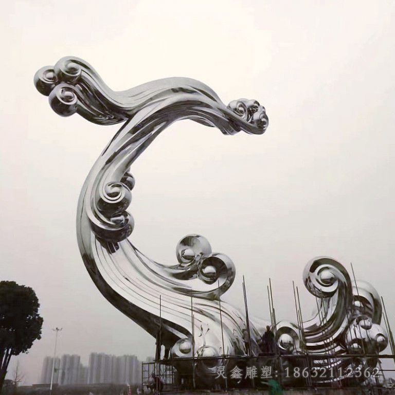 抽象海浪园林不锈钢雕塑