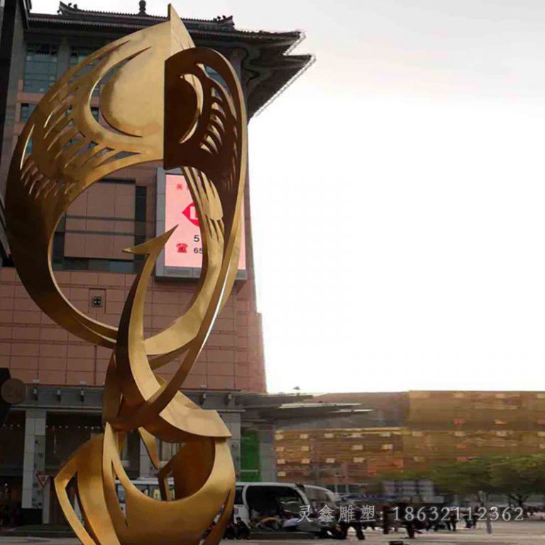 抽象海浪街边不锈钢雕塑