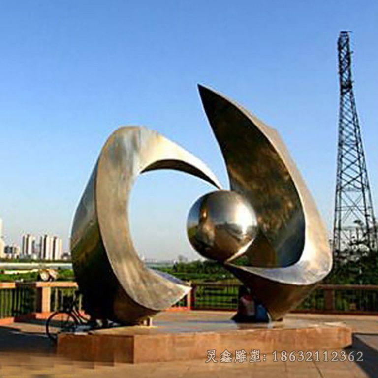 抽象海浪别墅不锈钢雕塑