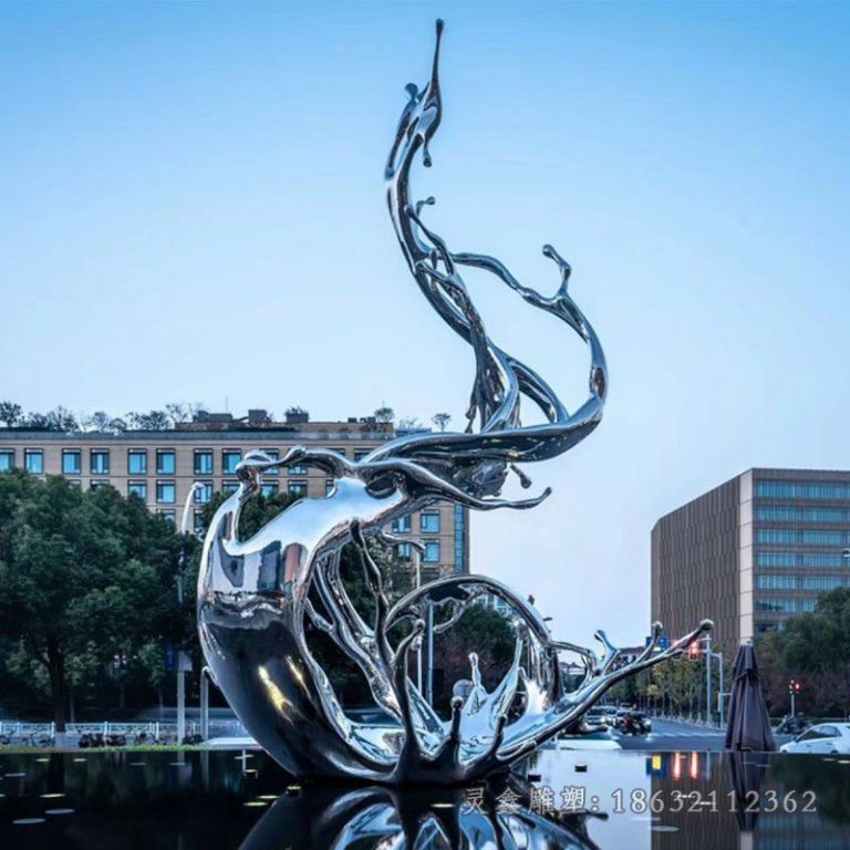 抽象海浪商场不锈钢雕塑