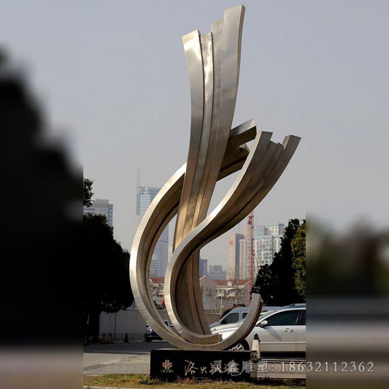 抽象海浪广场不锈钢雕塑