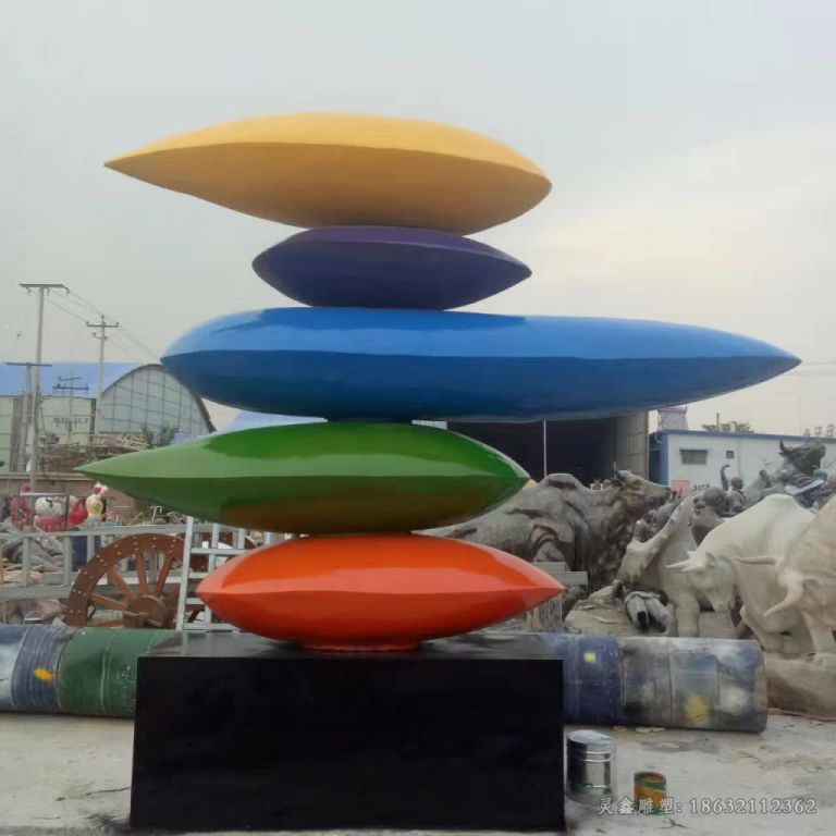 不锈钢彩绘水滴小区雕塑