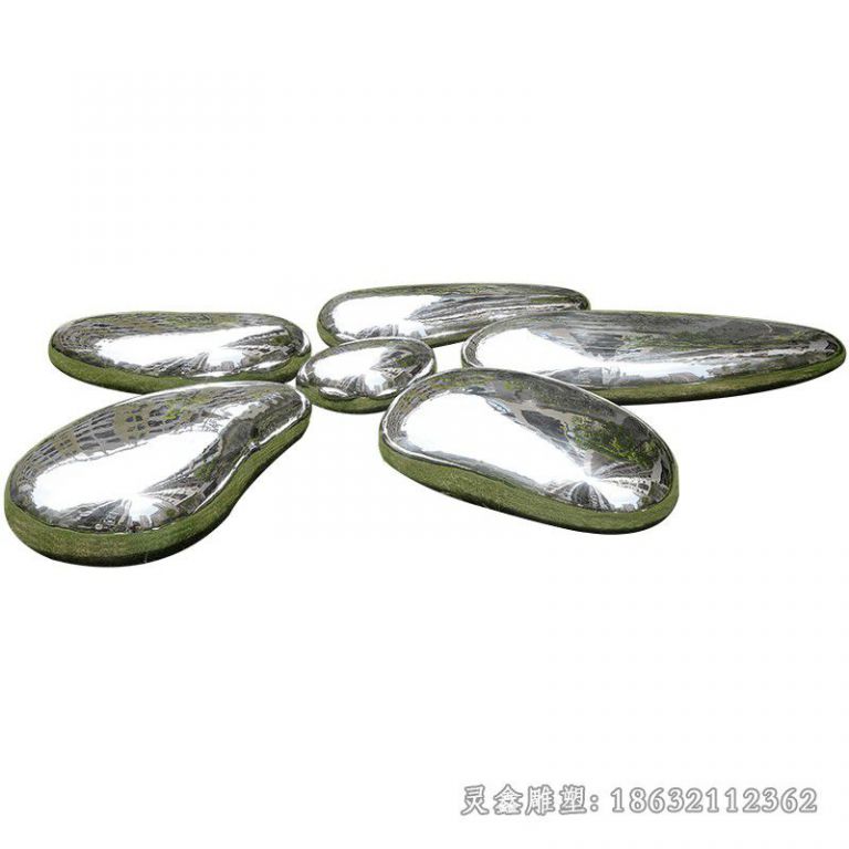 镜面不锈钢鹅卵石小区雕塑