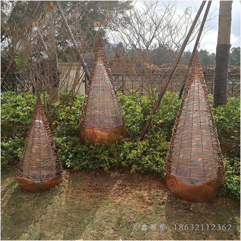 不锈钢发光水滴城市雕塑