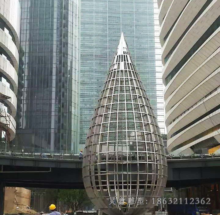 不锈钢镂空水滴城市雕塑