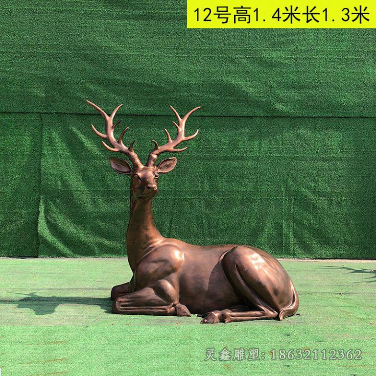 卧姿小鹿景区动物铜雕