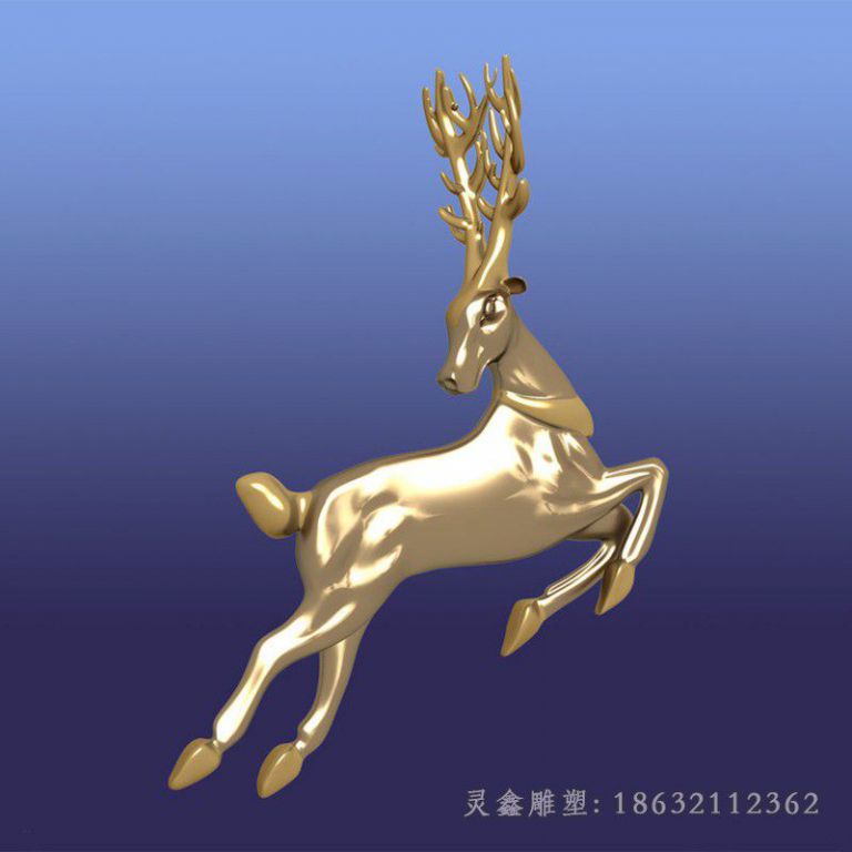 跳跃小鹿城市景观铜雕