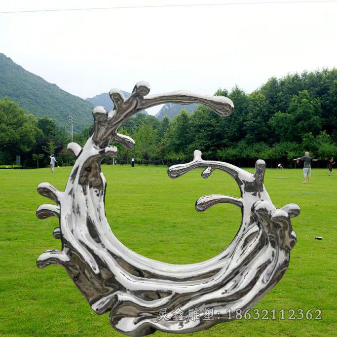 镜面海浪别墅不锈钢雕塑