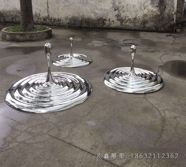 不锈钢抽象水滴公园雕塑