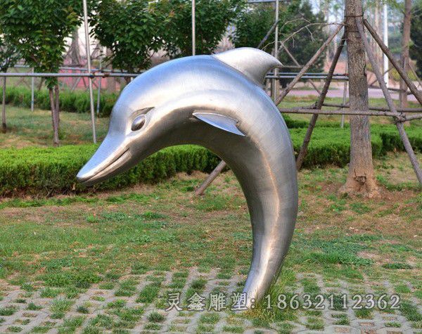 不锈钢跳跃海豚公园雕塑