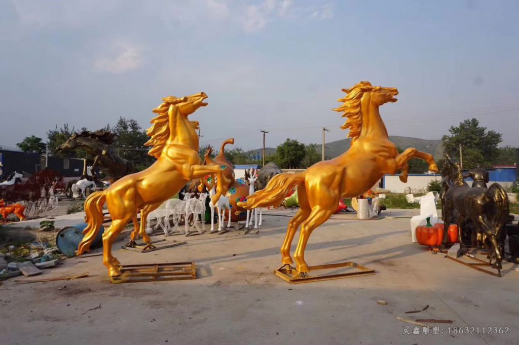 金色马园林景观铜雕