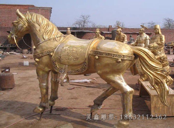 金色马街边动物铜雕