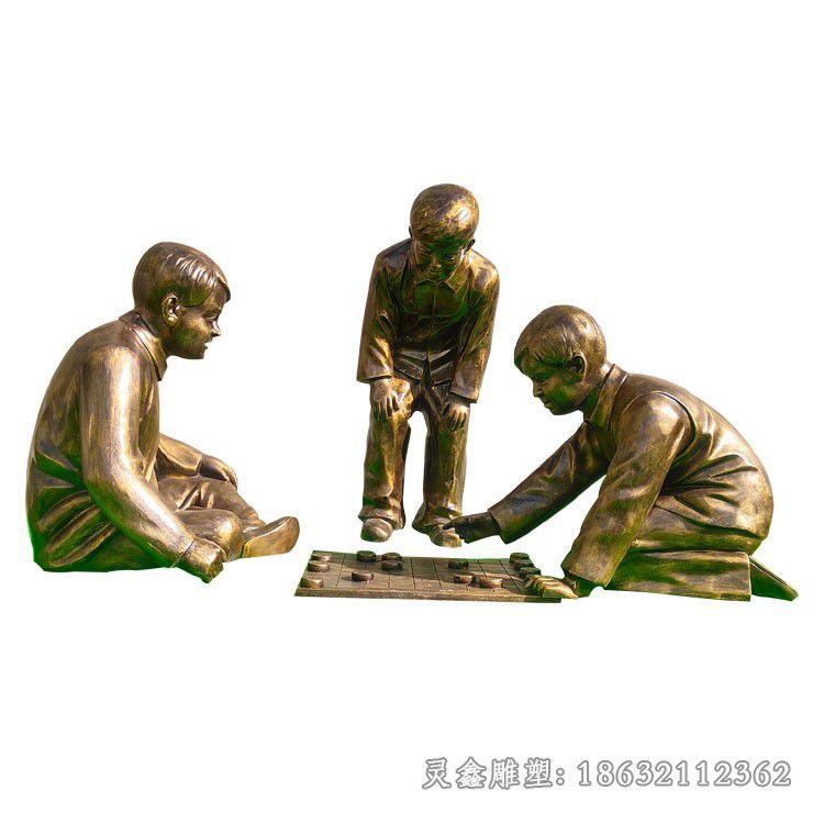 儿童下象棋城市铜雕