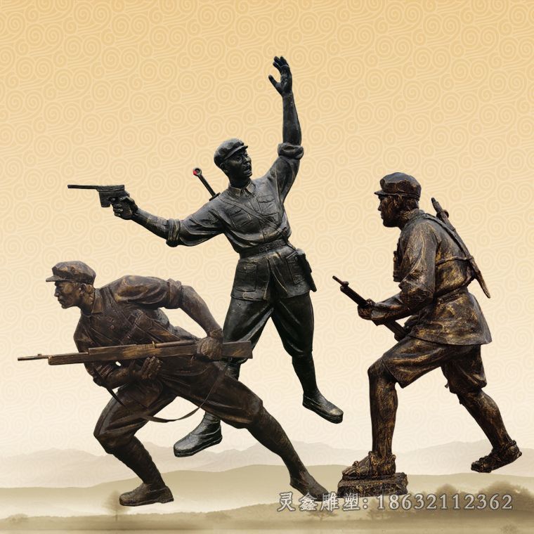 红军园林人物景观铜雕