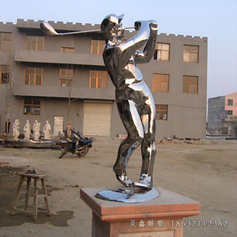 不锈钢打高尔夫城市雕塑