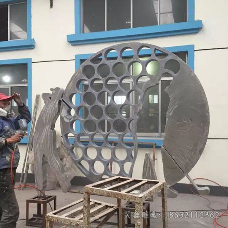 不锈钢打高尔夫球公园雕塑