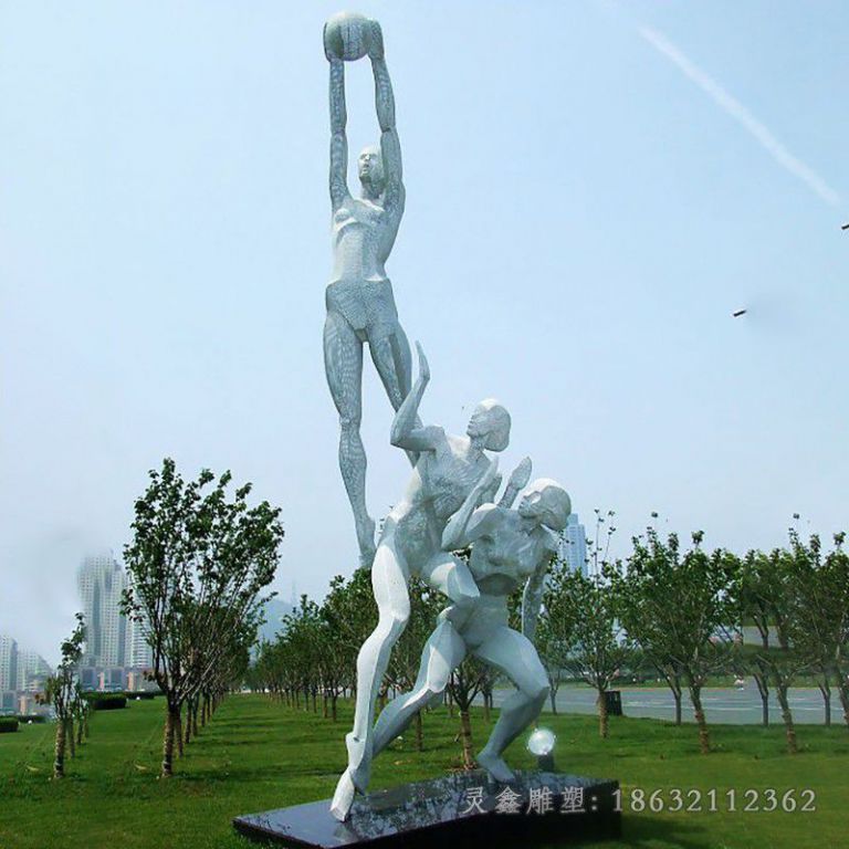 不锈钢打篮球公园雕塑